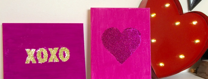 Valentine's Day canvases on display